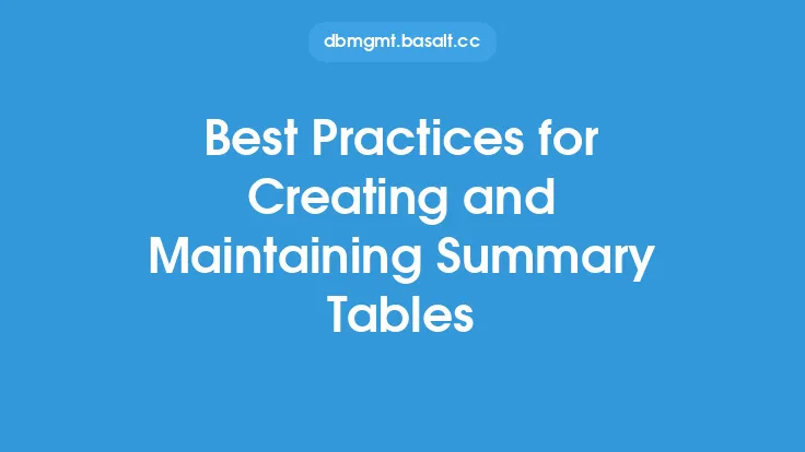 Best Practices for Creating and Maintaining Summary Tables Thumbnail