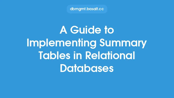 A Guide to Implementing Summary Tables in Relational Databases Thumbnail