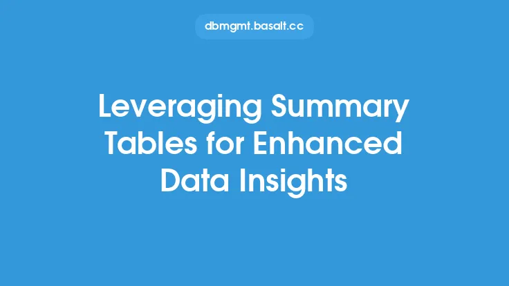 Leveraging Summary Tables for Enhanced Data Insights Thumbnail