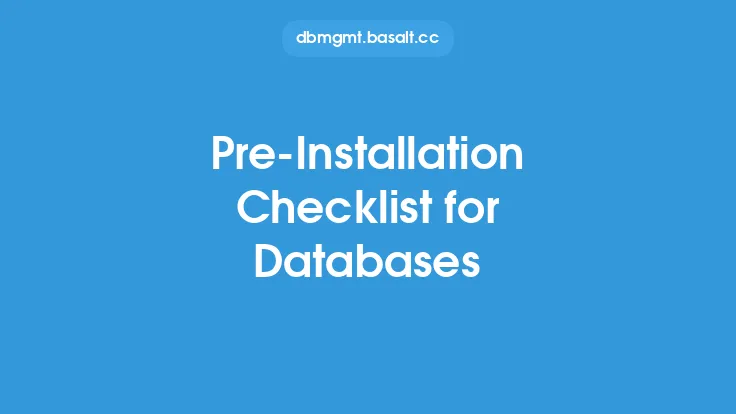 Pre-Installation Checklist for Databases Thumbnail