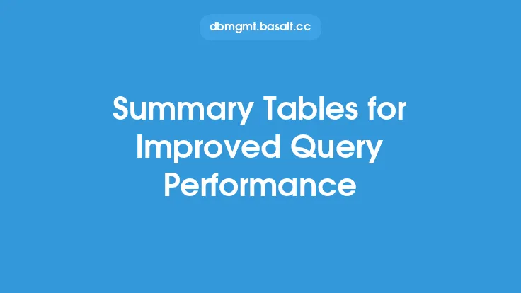 Summary Tables for Improved Query Performance Thumbnail